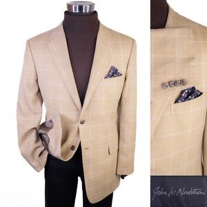 John W. Nordstrom Beige Checkered Blazer